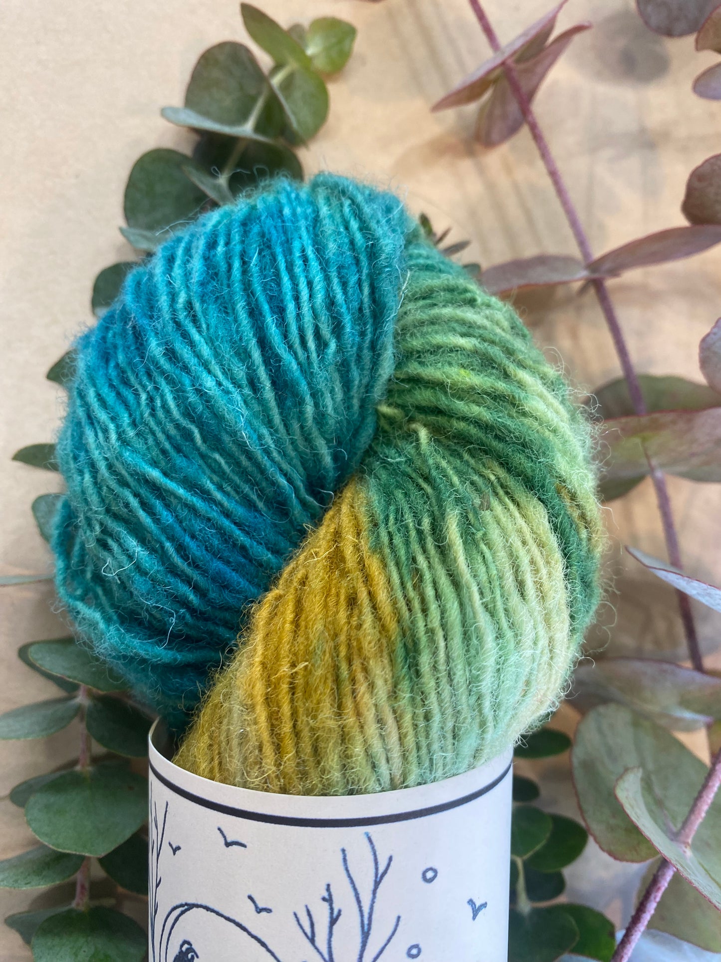 Handspun Farm Yarn in Colorway Cayuga